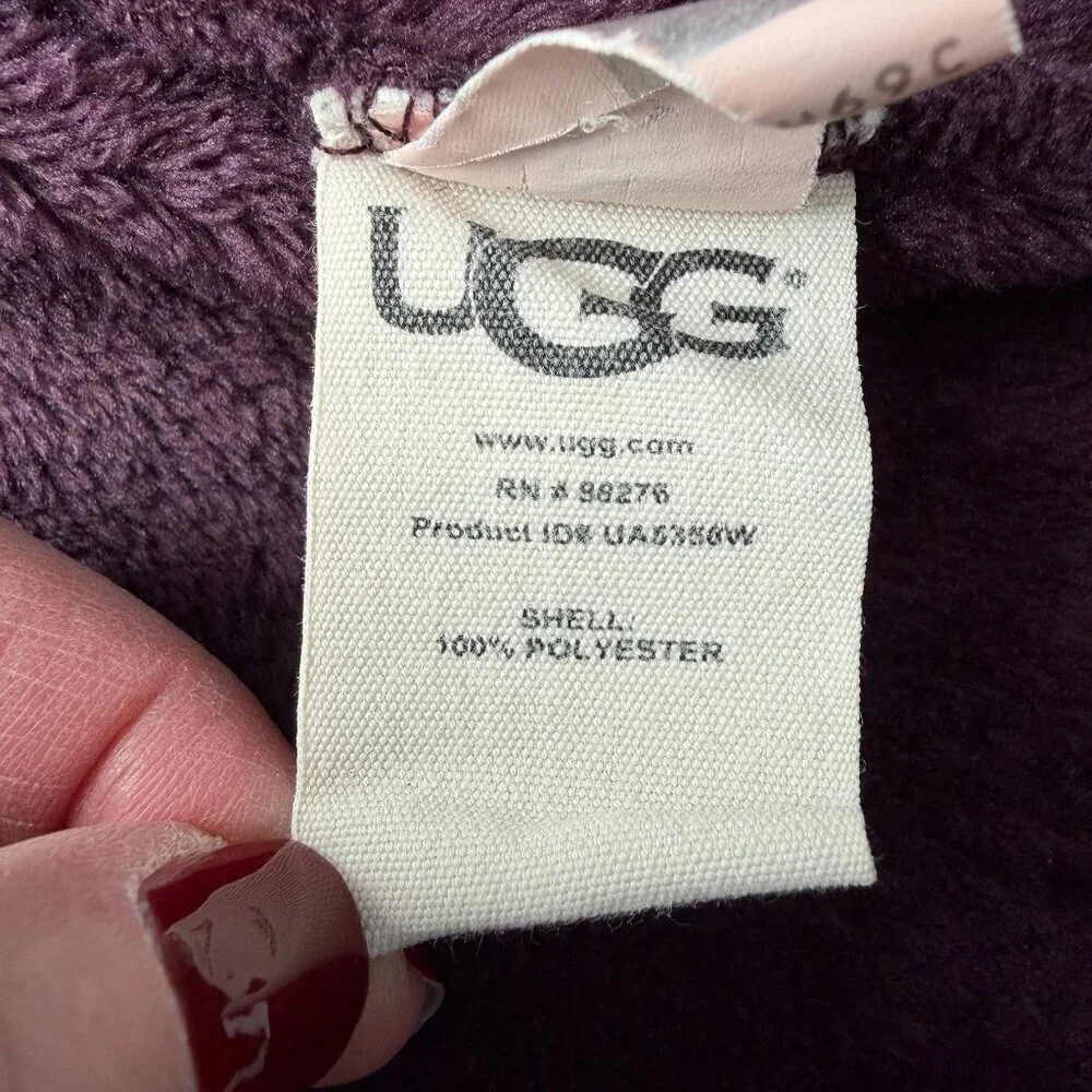 UGG Miranda Plush Belted Short Hooded Robe Port Purple XS